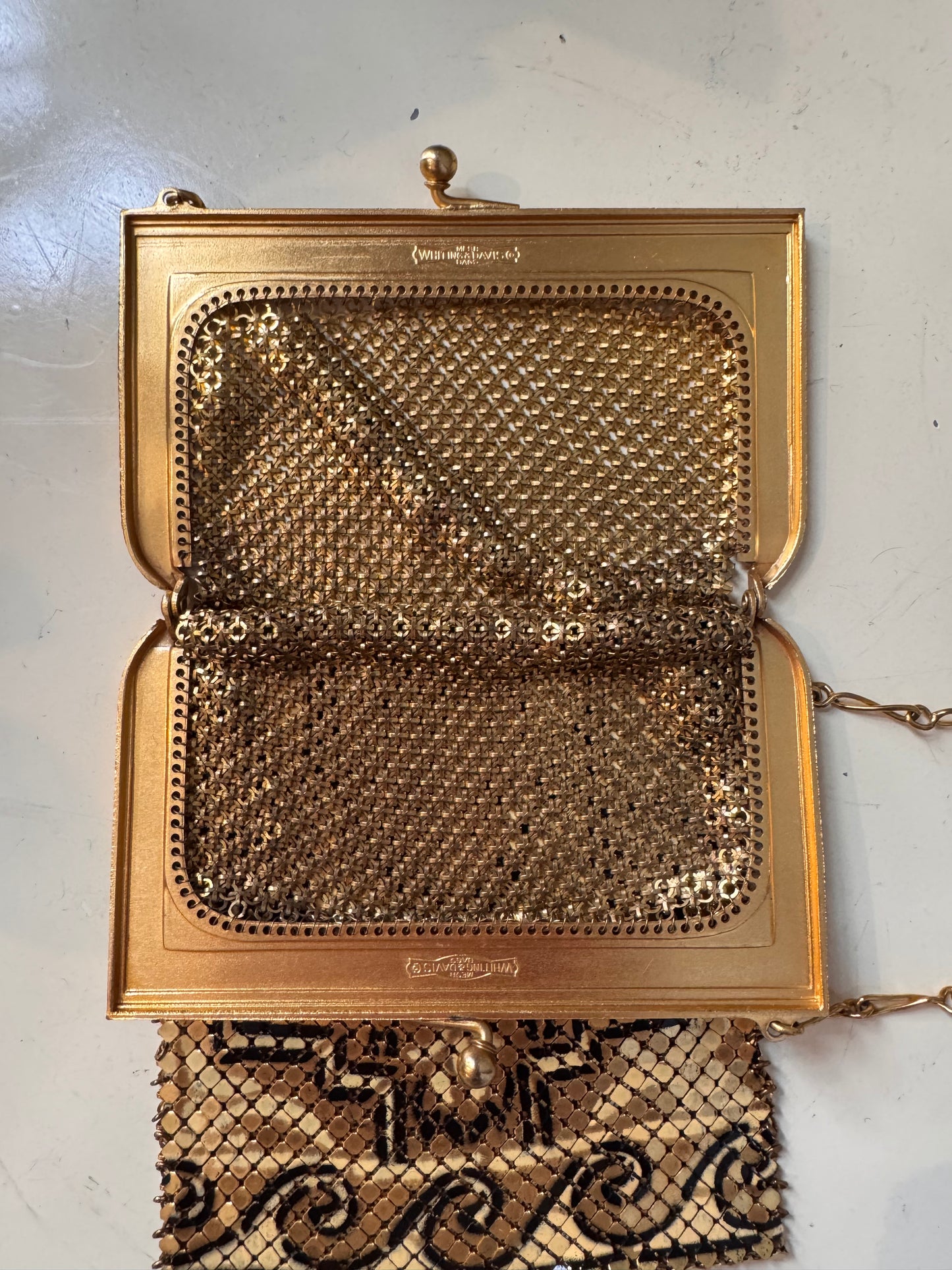 1920s Gold Tone Art Deco Mesh Flapper Purse