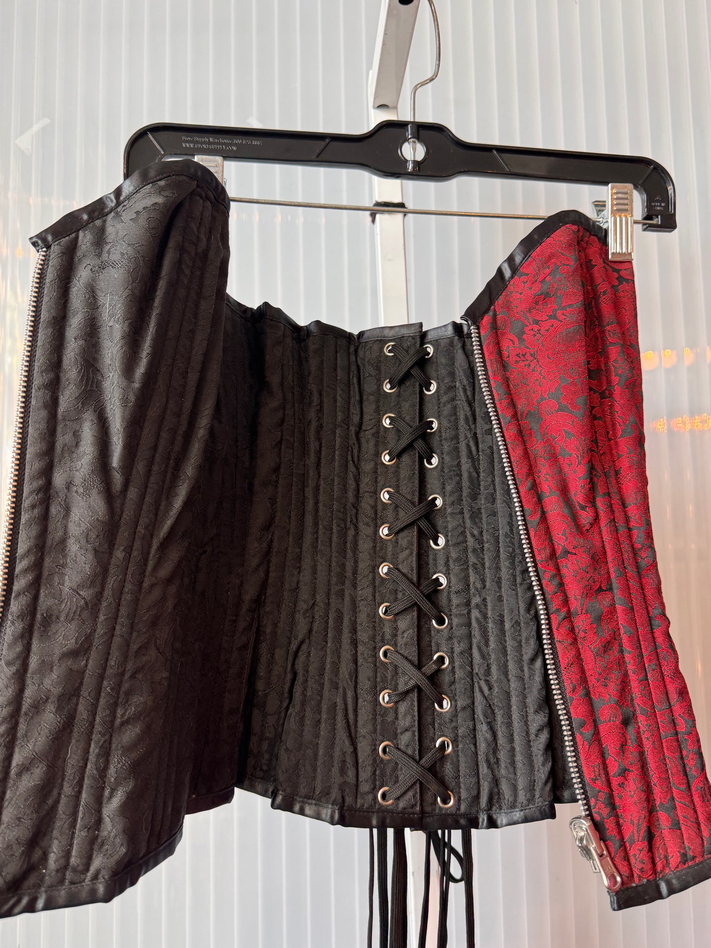 Corset Story Reversible Red & Black Brocade Overbust Corset