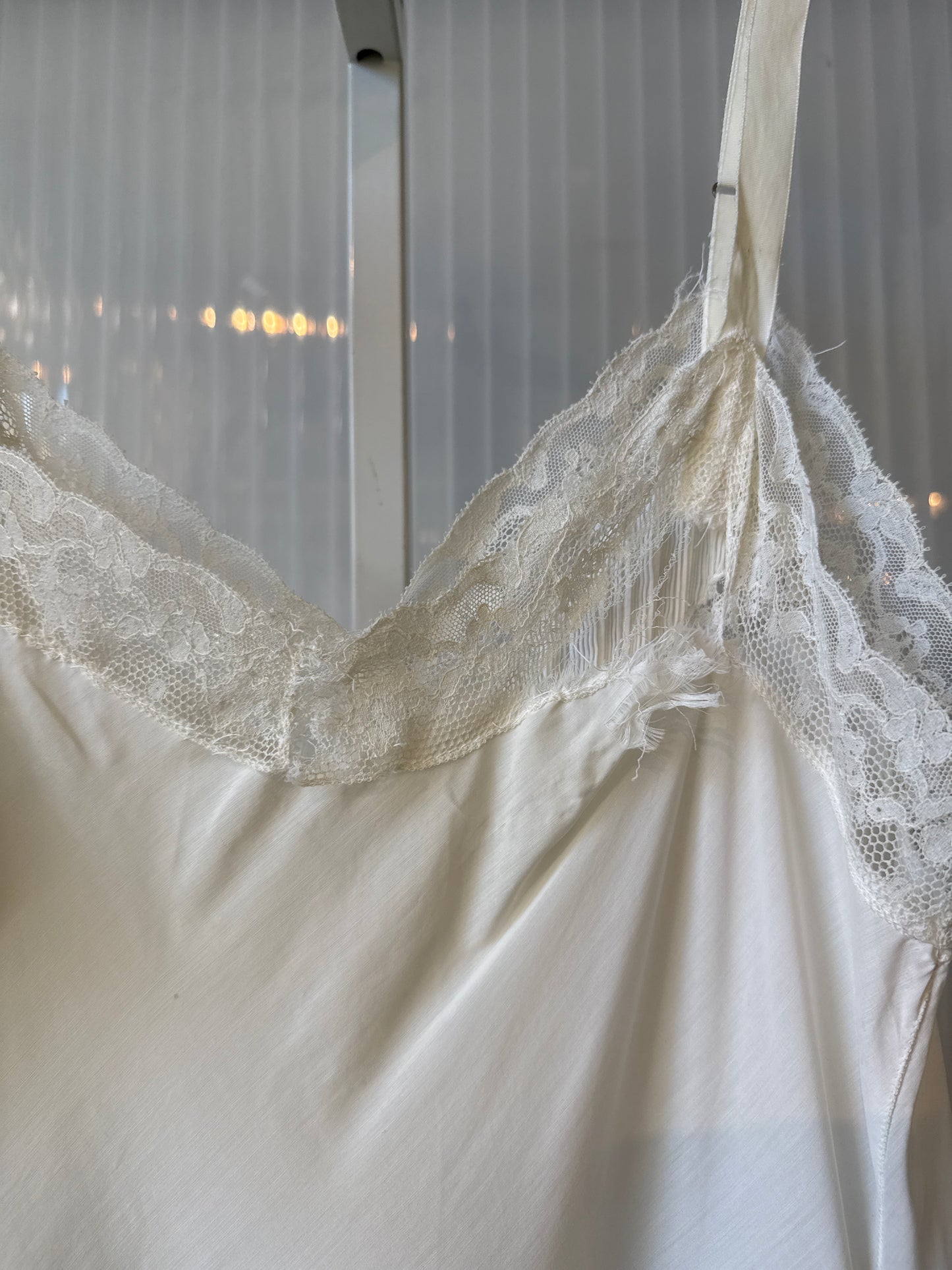 White Slip With Lace and Pleats
