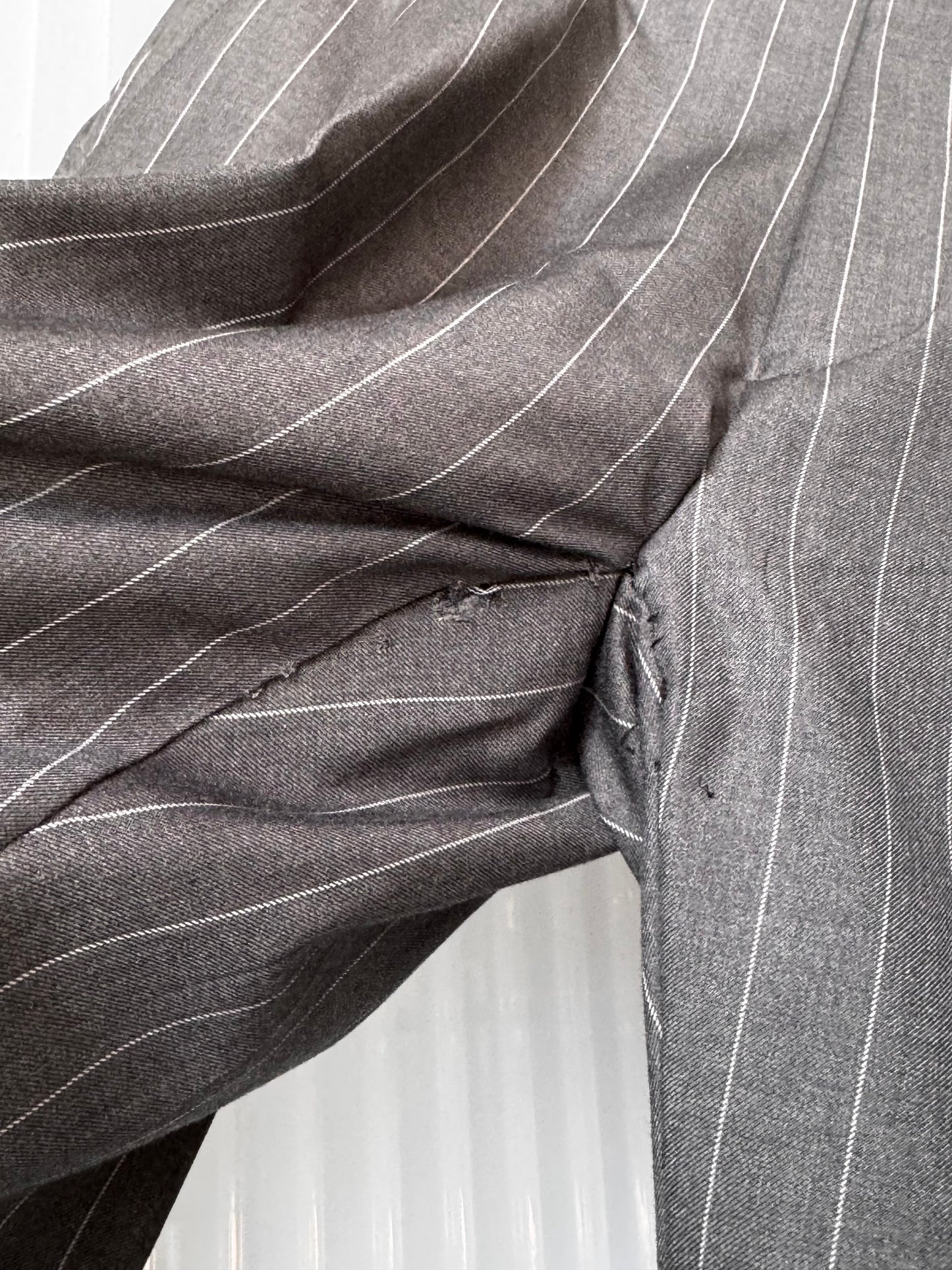 1990s Gray & White Pinstripe Blazer & Pants Suit Set