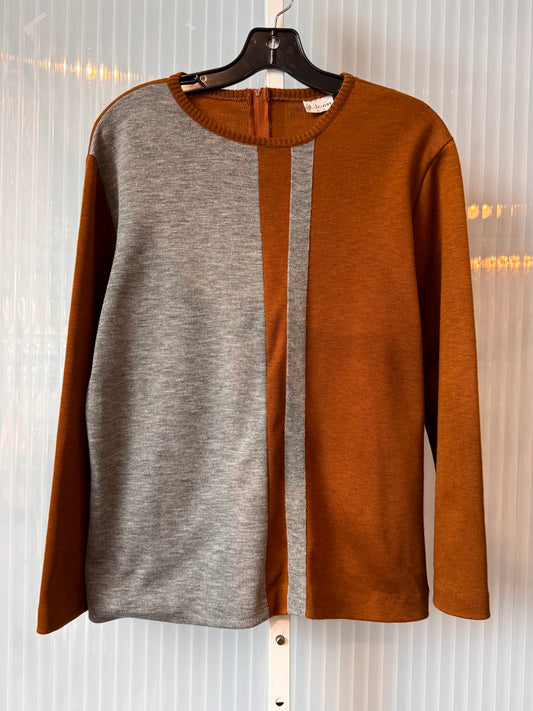 1970s Gray & Burnt Sienna Sweater Top