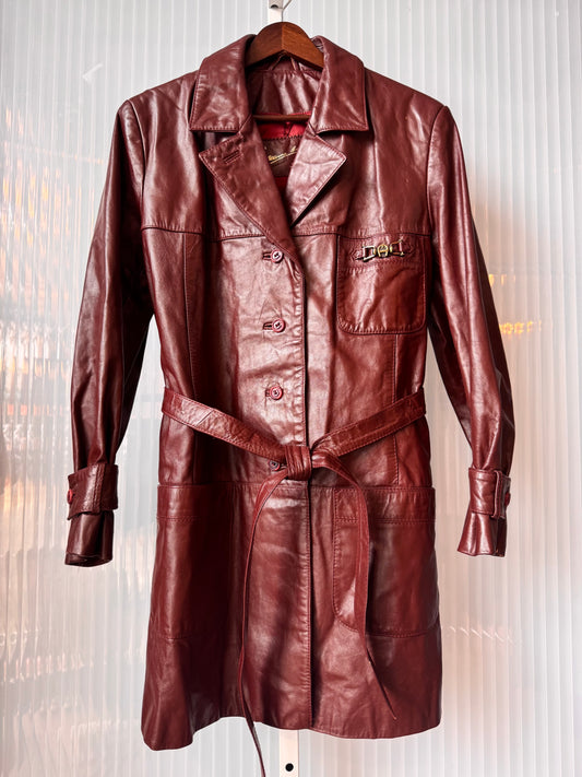 1970s Etienne Aigner Burgundy Leather Jacket
