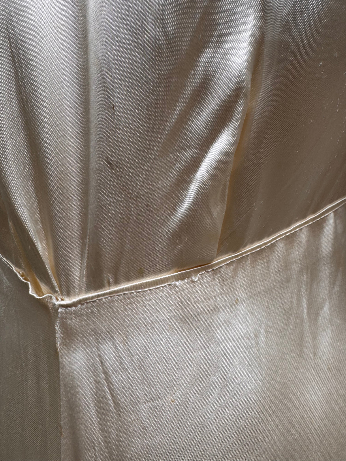 1940s Cream Liquid Satin Bias-Cut Wedding Dress