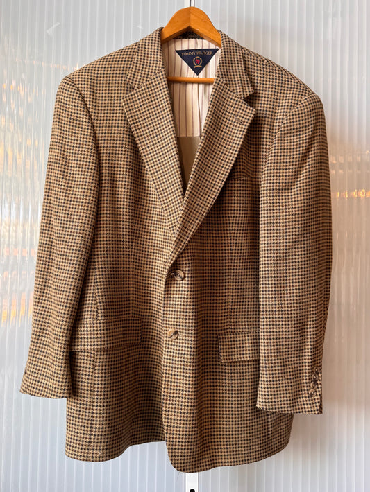 1990s Tommy Hilfiger Brown Houndstooth Blazer