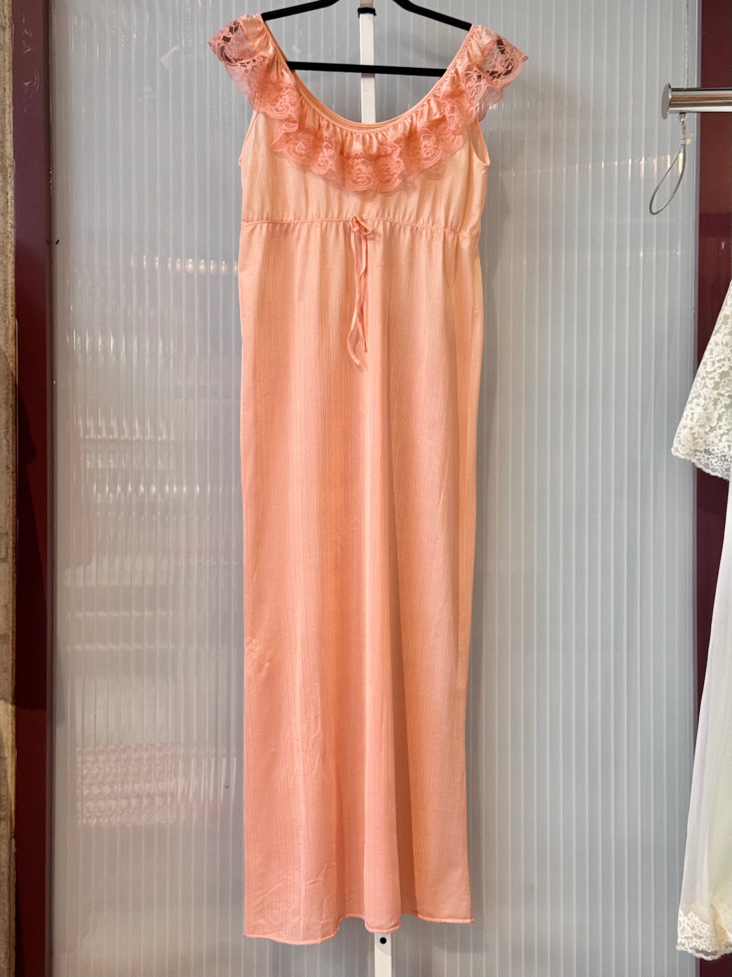 1970s Long Peach Nightgown