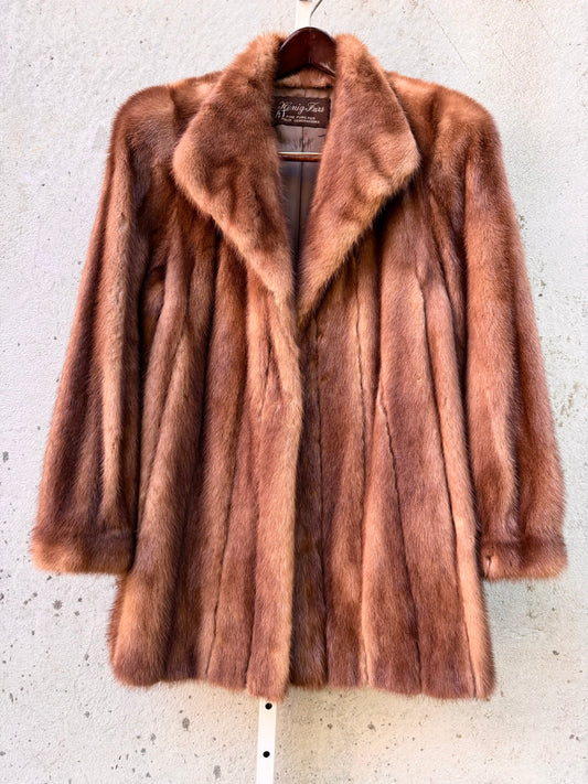 Lapeled Brown Mink Fur Coat
