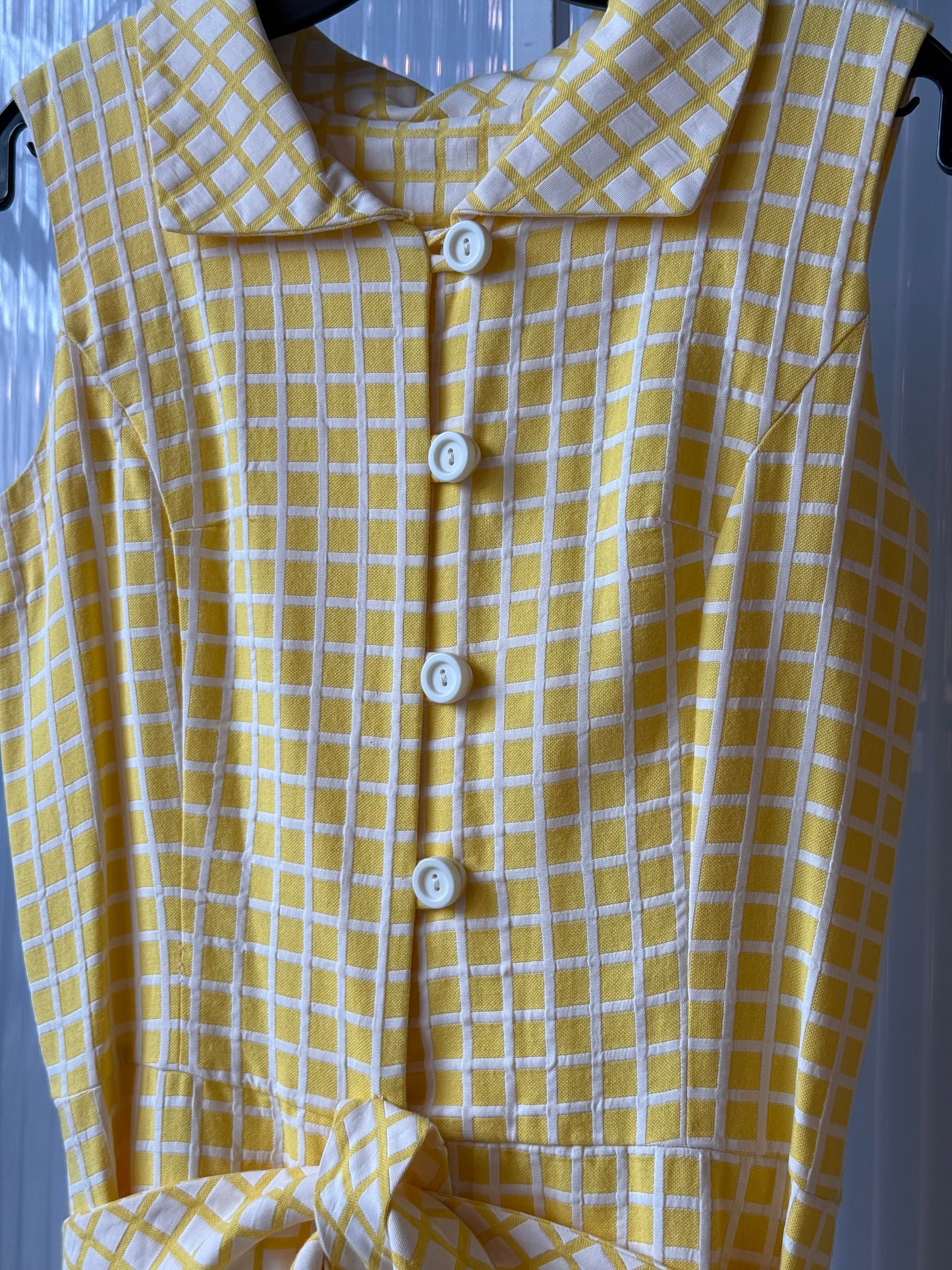 1960s Canary Yellow Sleeveless Shirtwaist Dress w/ Sash