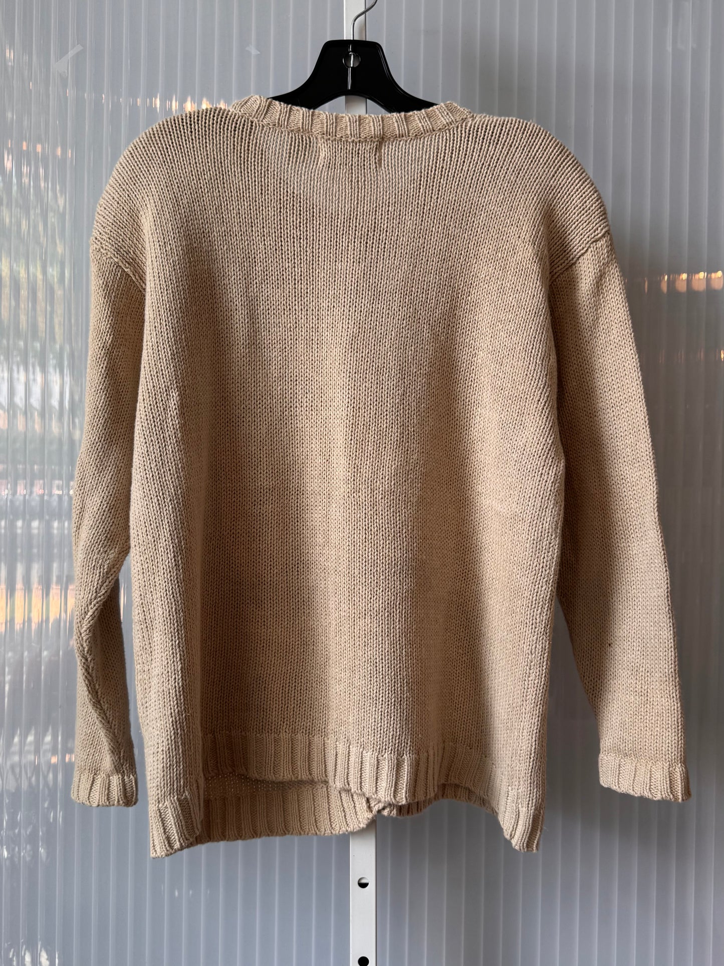 1980s Beige Knit Cardigan with Orange Pumpkin & Floral Embroidery