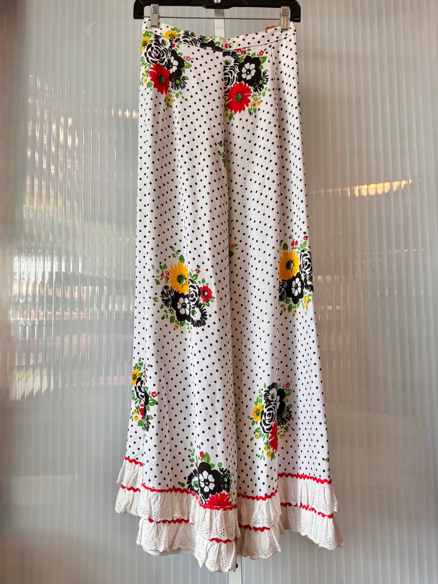 Floral Polka Dot Eyelet Maxi Skirt