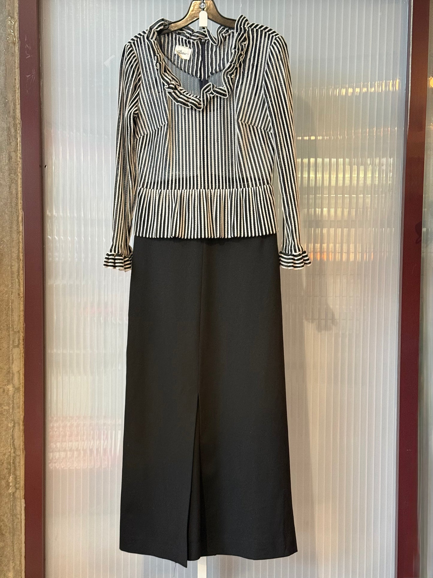 1960s Striped Bodice Dress w/ Peplum