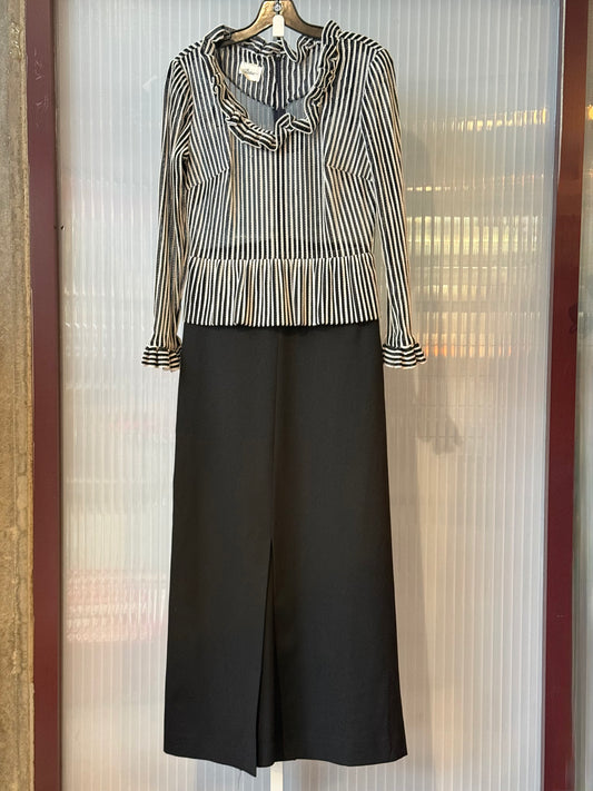 1960s Striped Bodice Dress w/ Peplum