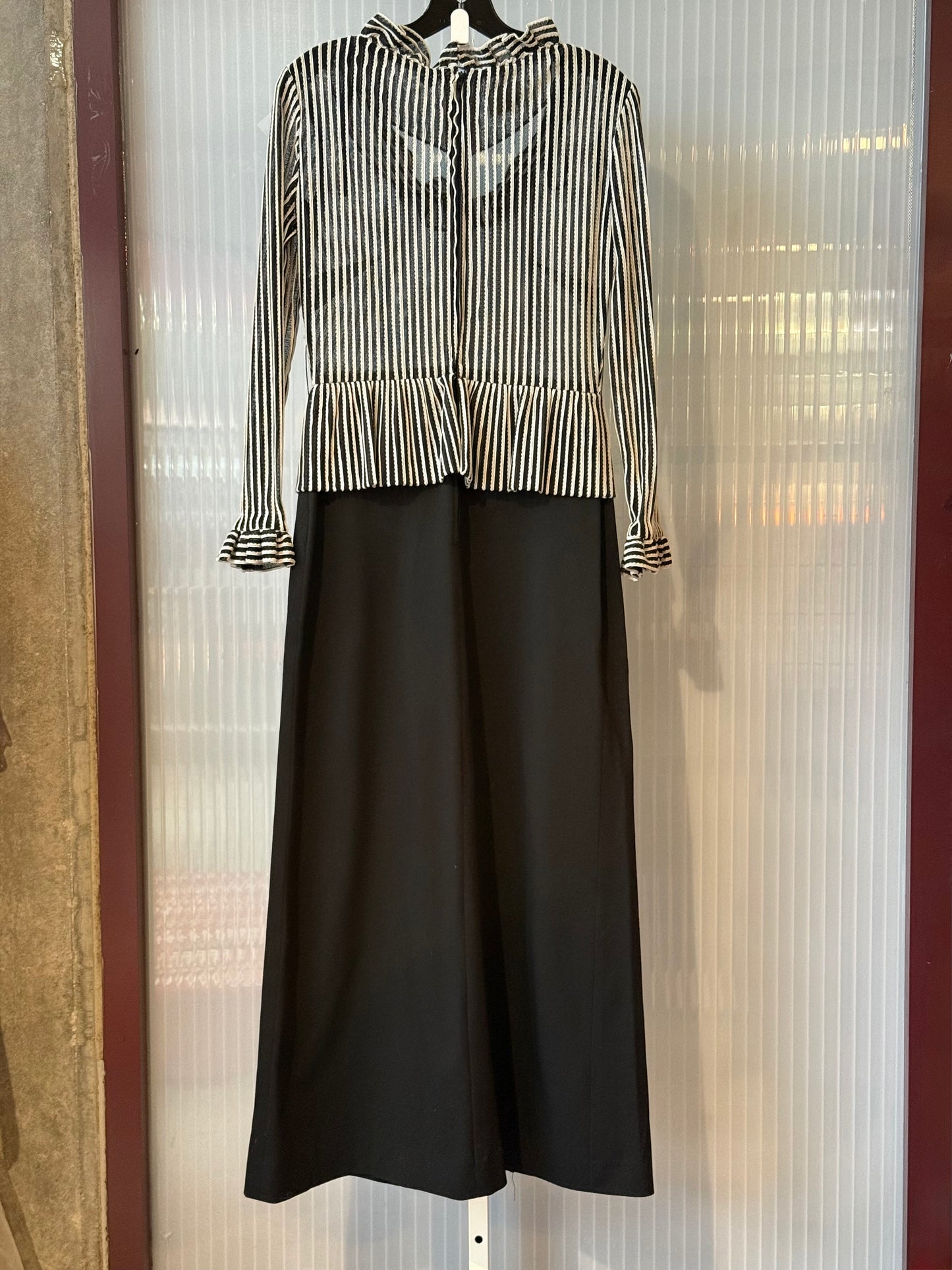 1960s Striped Bodice Dress w/ Peplum