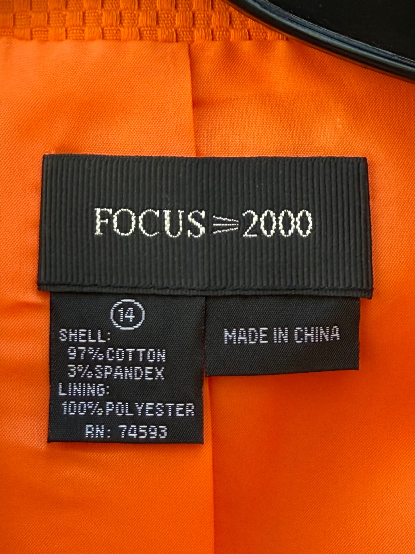 Bright Orange Checker Cotton-Blend Zip-Up Jacket