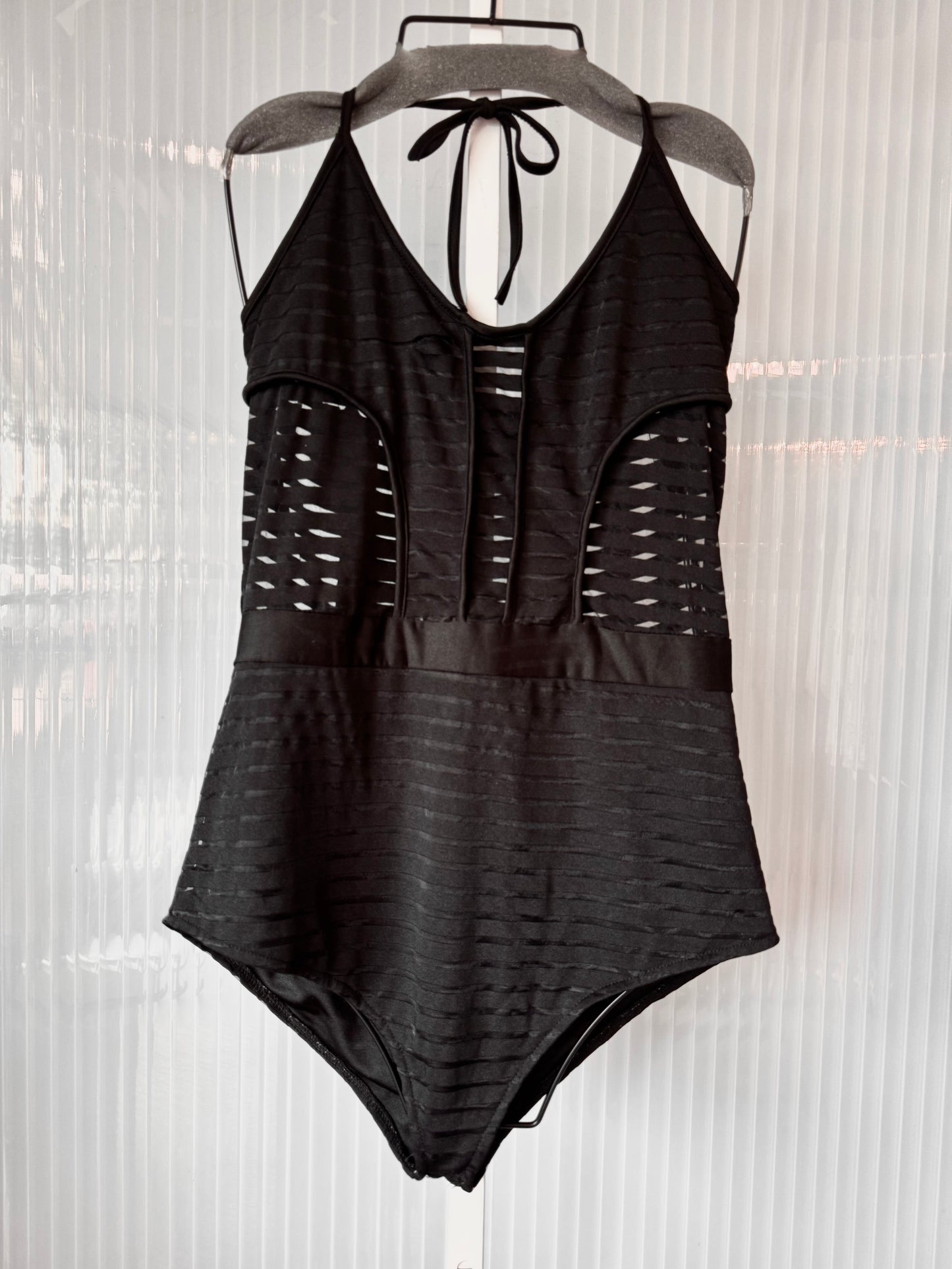 2010s Black Mesh One piece Swimsuit