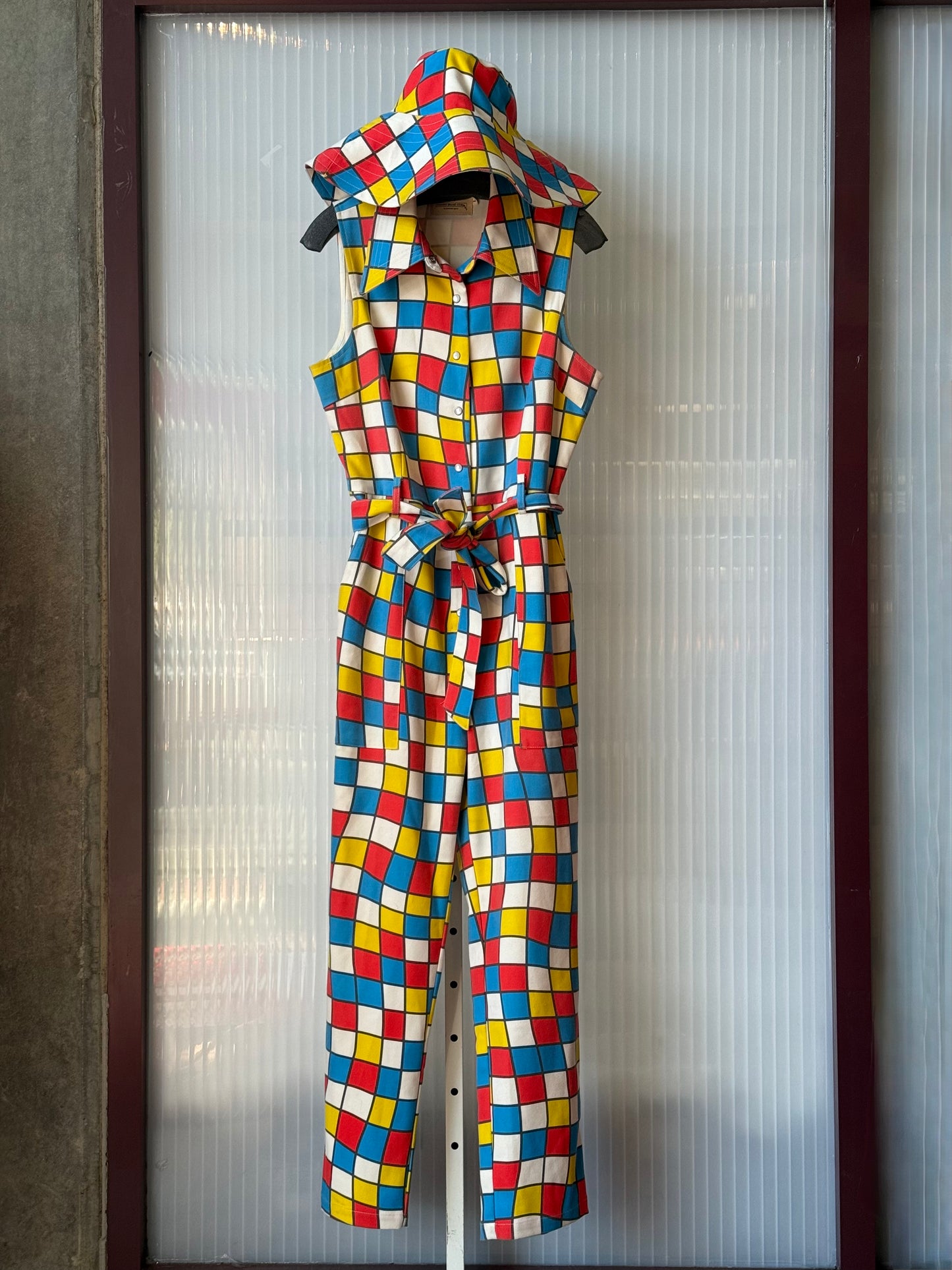 1970s-Style Primary-color Groovy Jumpsuit & Hat Set