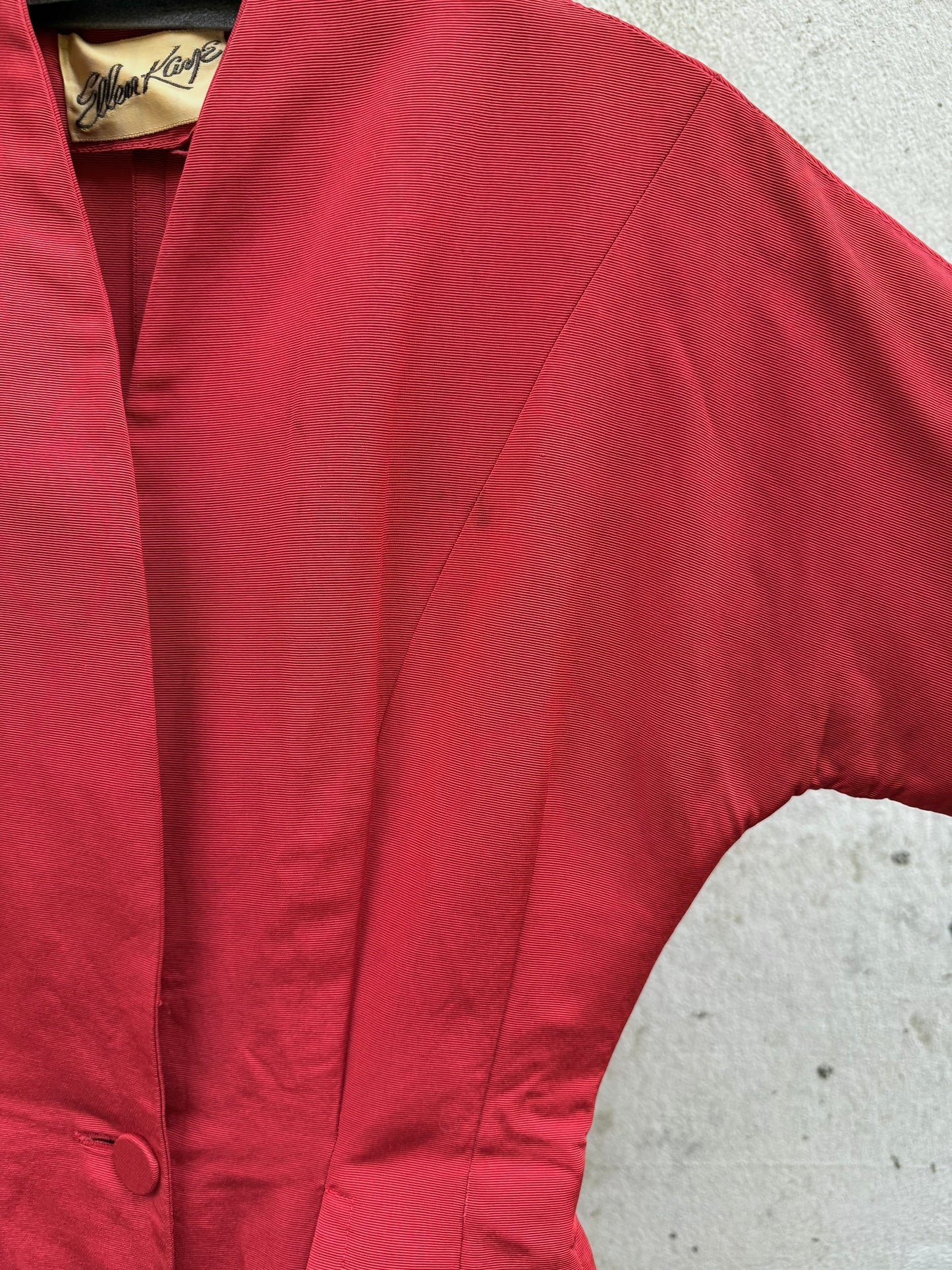 1940s Red Button-Front Full Length Dress