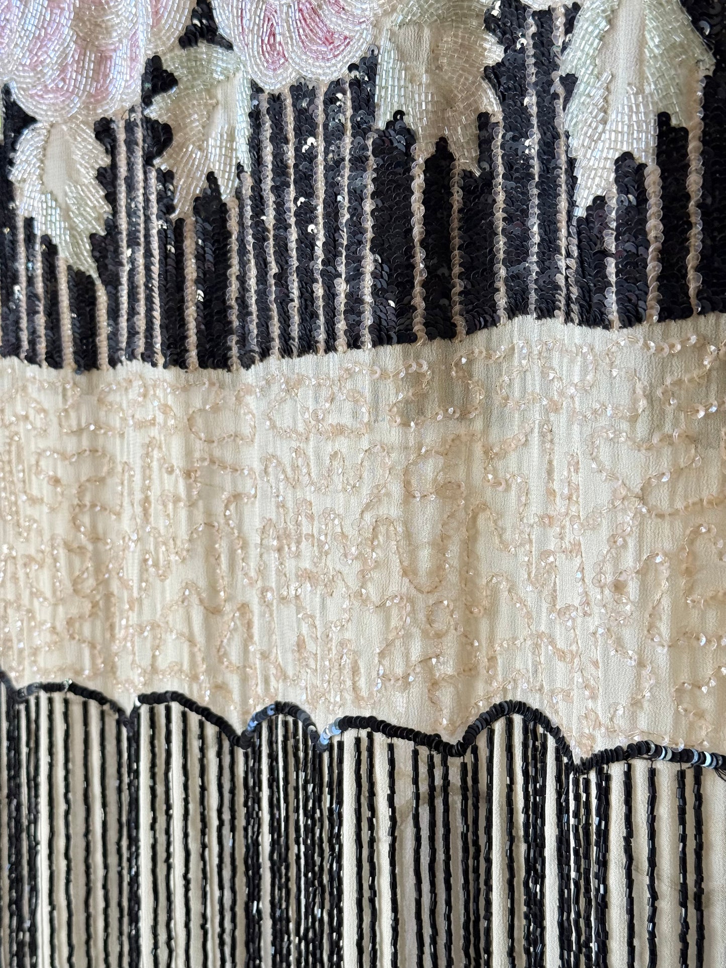 Reproduction Cream Beaded Flapper Dress