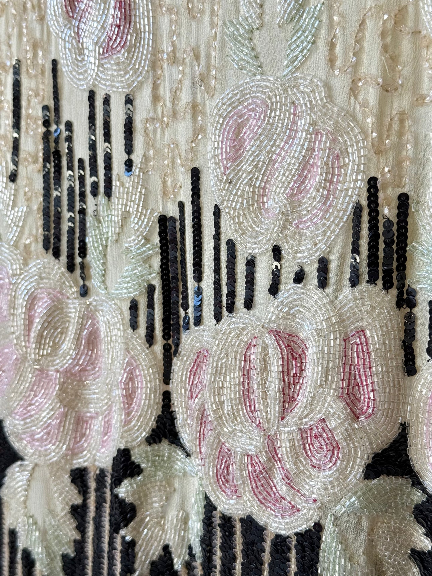 Reproduction Cream Beaded Flapper Dress