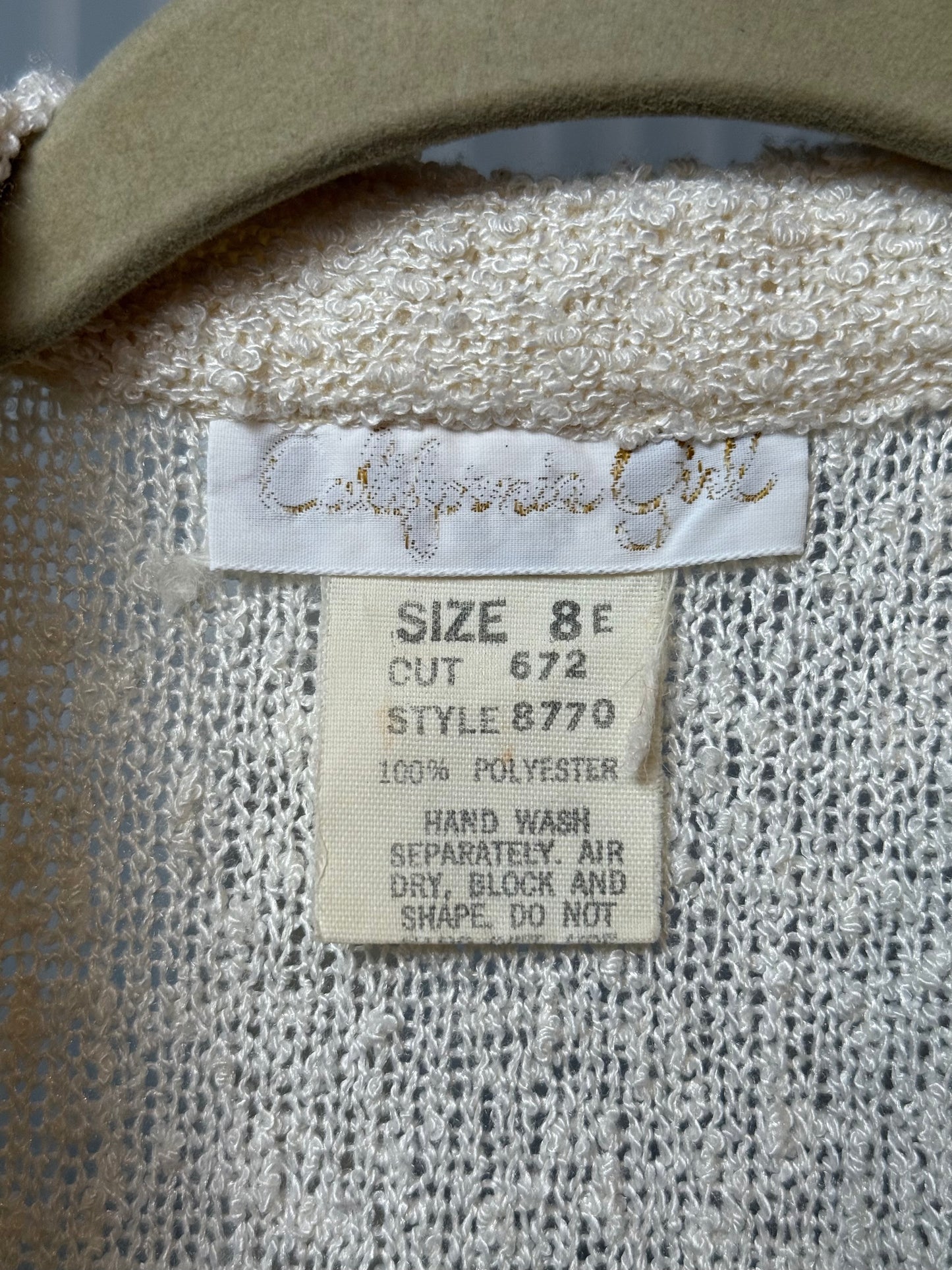 1970s White Boucle Knit Shirtwaist Dress