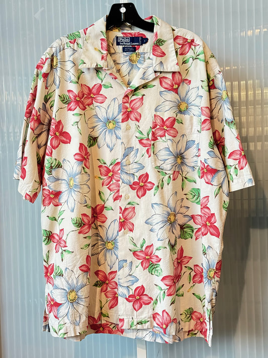 2000s Polo Hawaiian Floral Print Collared Shirt