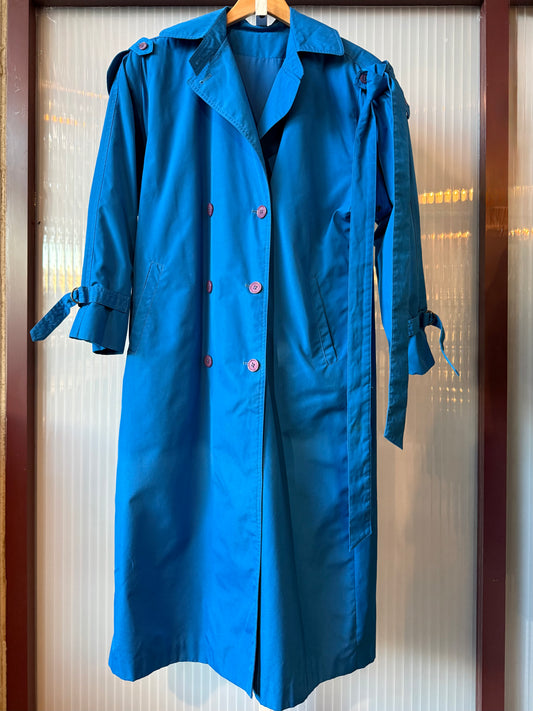 1970s/80s Bright Blue Trench Coat