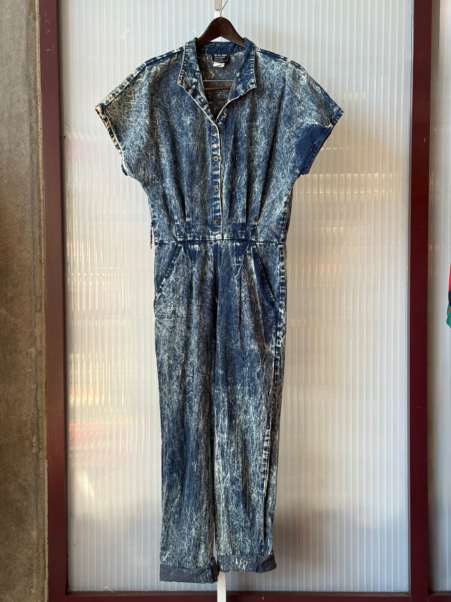 1980s Denim Stone-Wash Jumpsuit