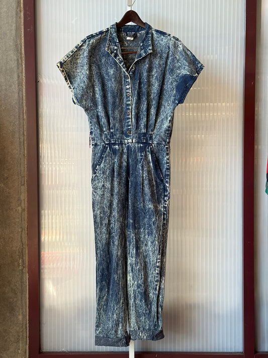 1980s Denim Stone-Wash Jumpsuit