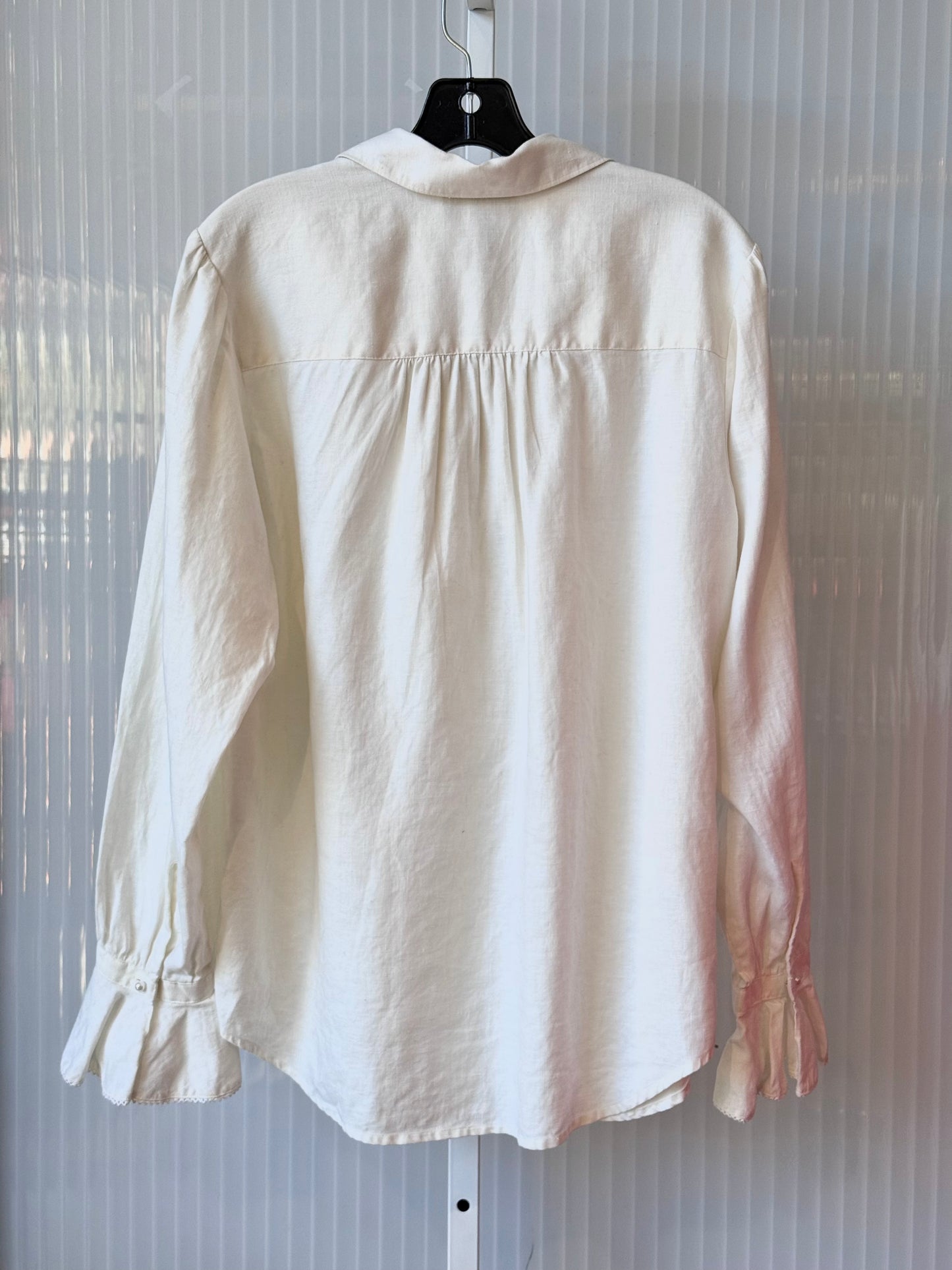 1990s Cream Ralph Lauren Ruffle Shirt