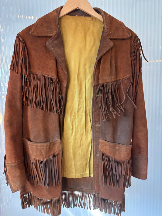 1970s Brown Leather fringed Jacket
