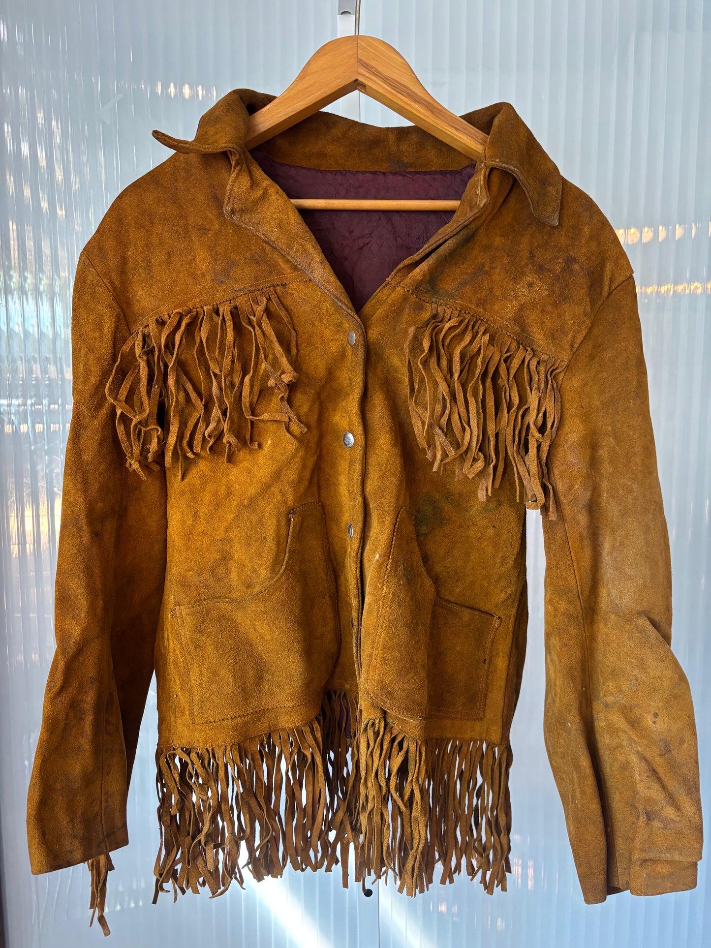 1980s Light Brown Leather Fringed Jacket