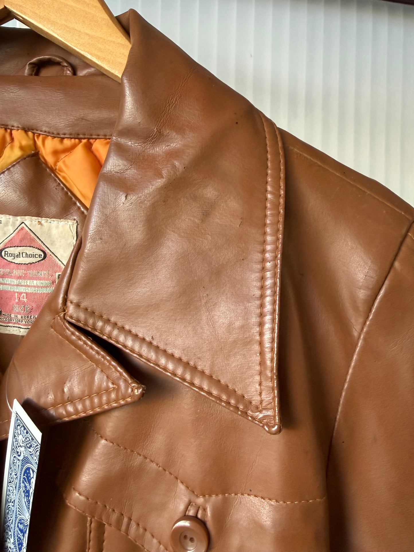 1970s Faux Leather Camel Utility Jacket