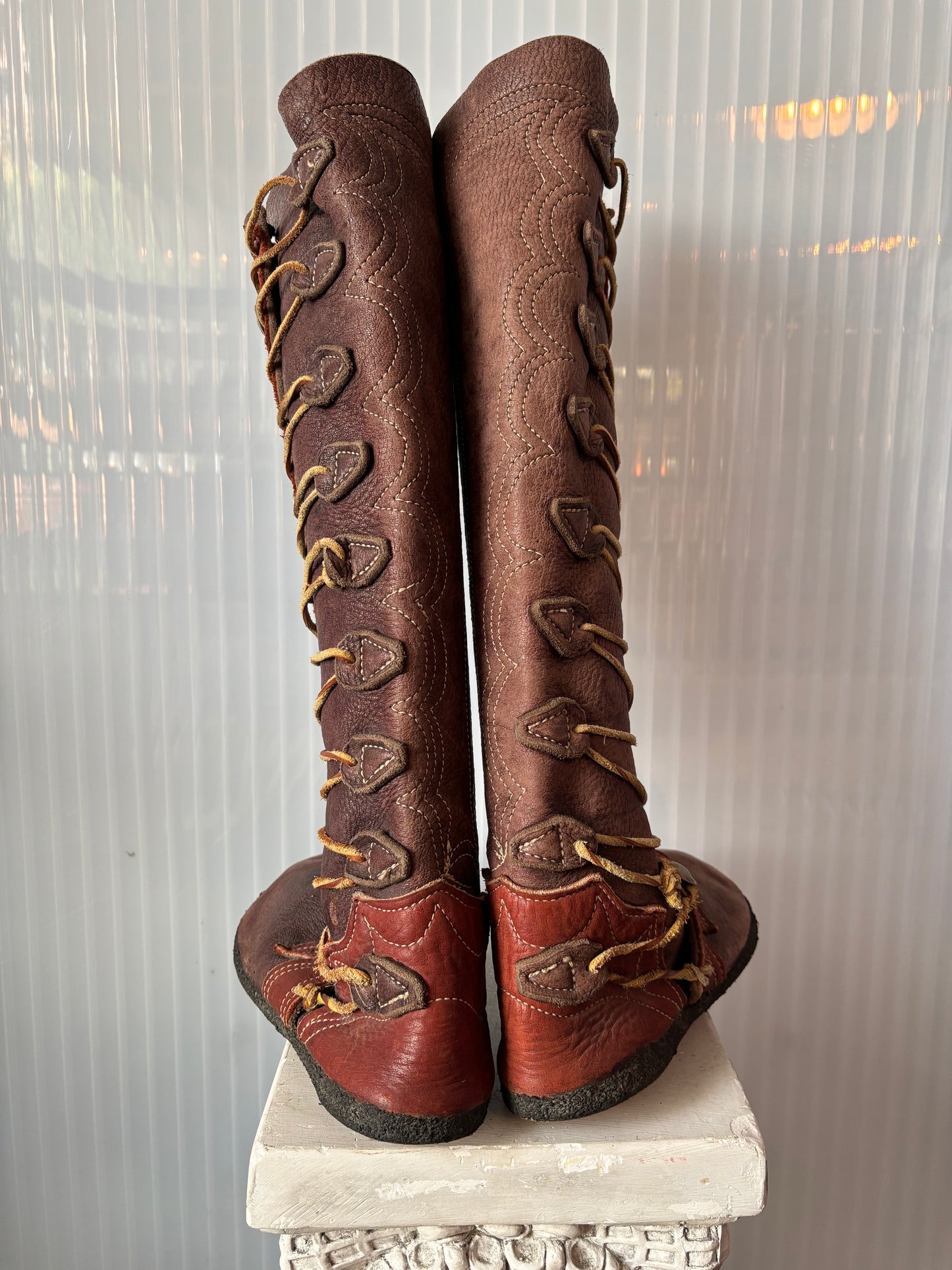North beach Two Toned Leather Nickel Button Boots Size 9