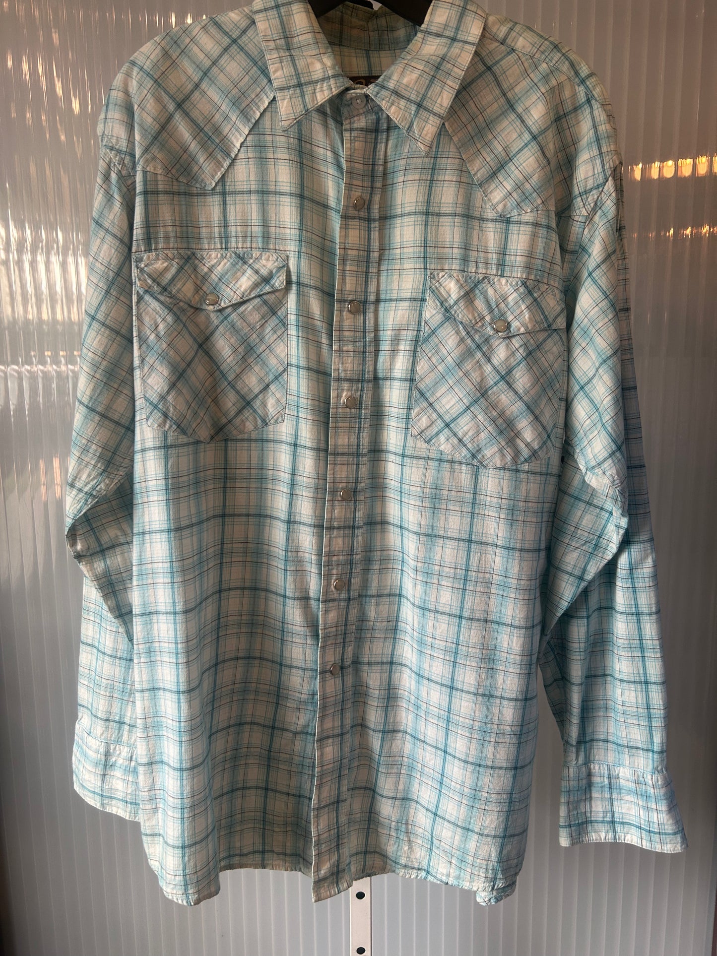 Blue & White Plaid Western Shirt