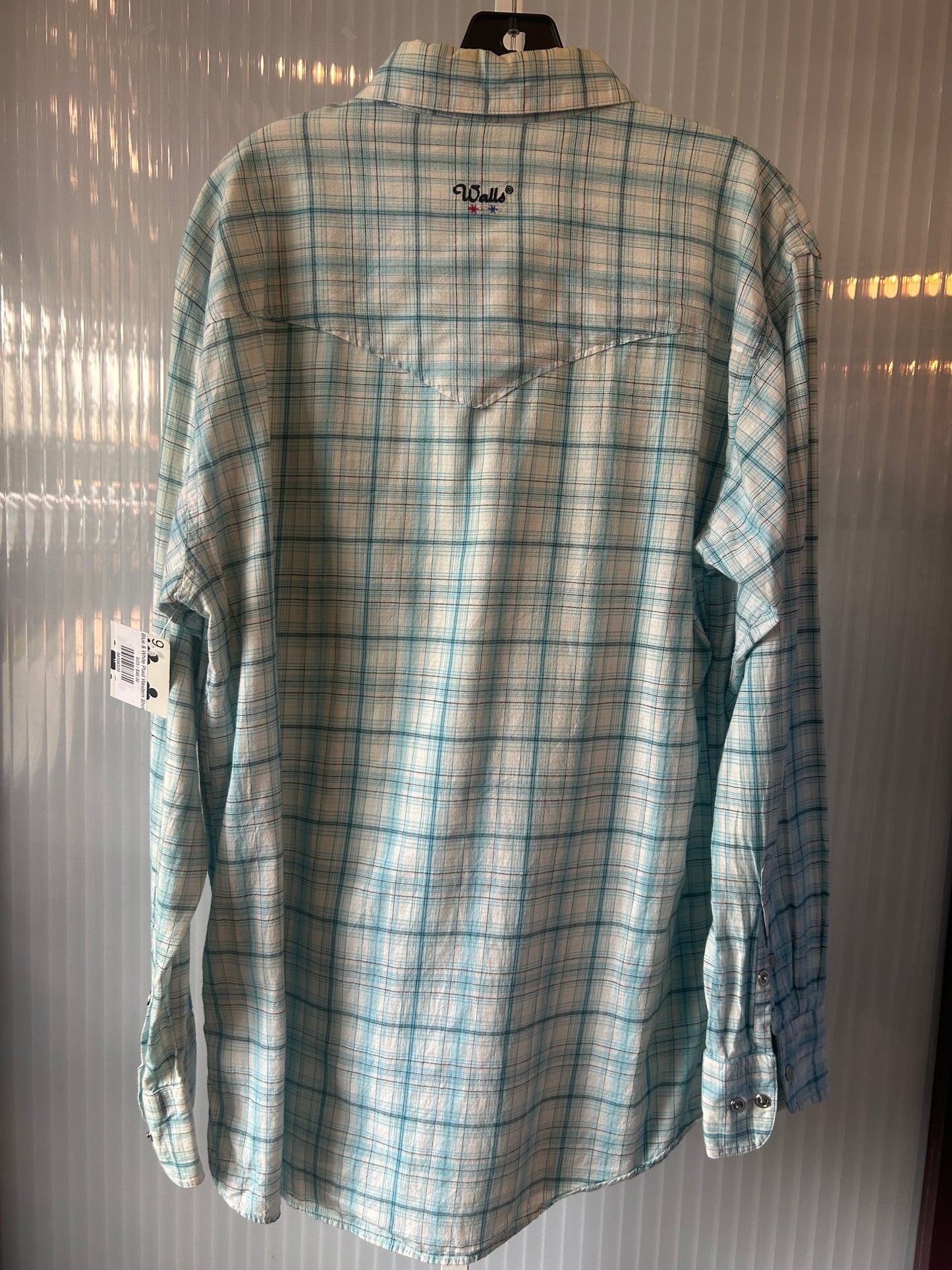 Blue & White Plaid Western Shirt