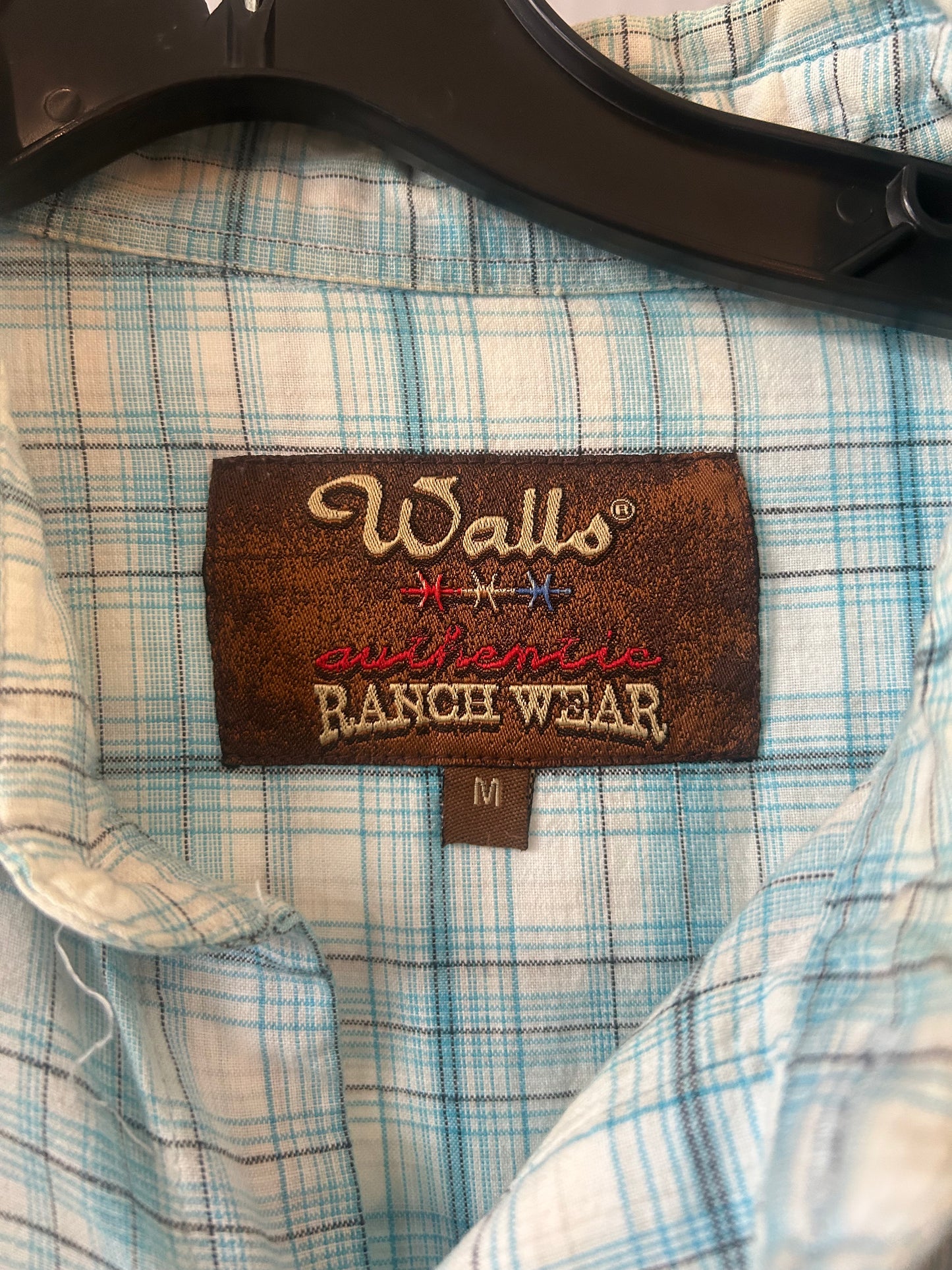 Blue & White Plaid Western Shirt