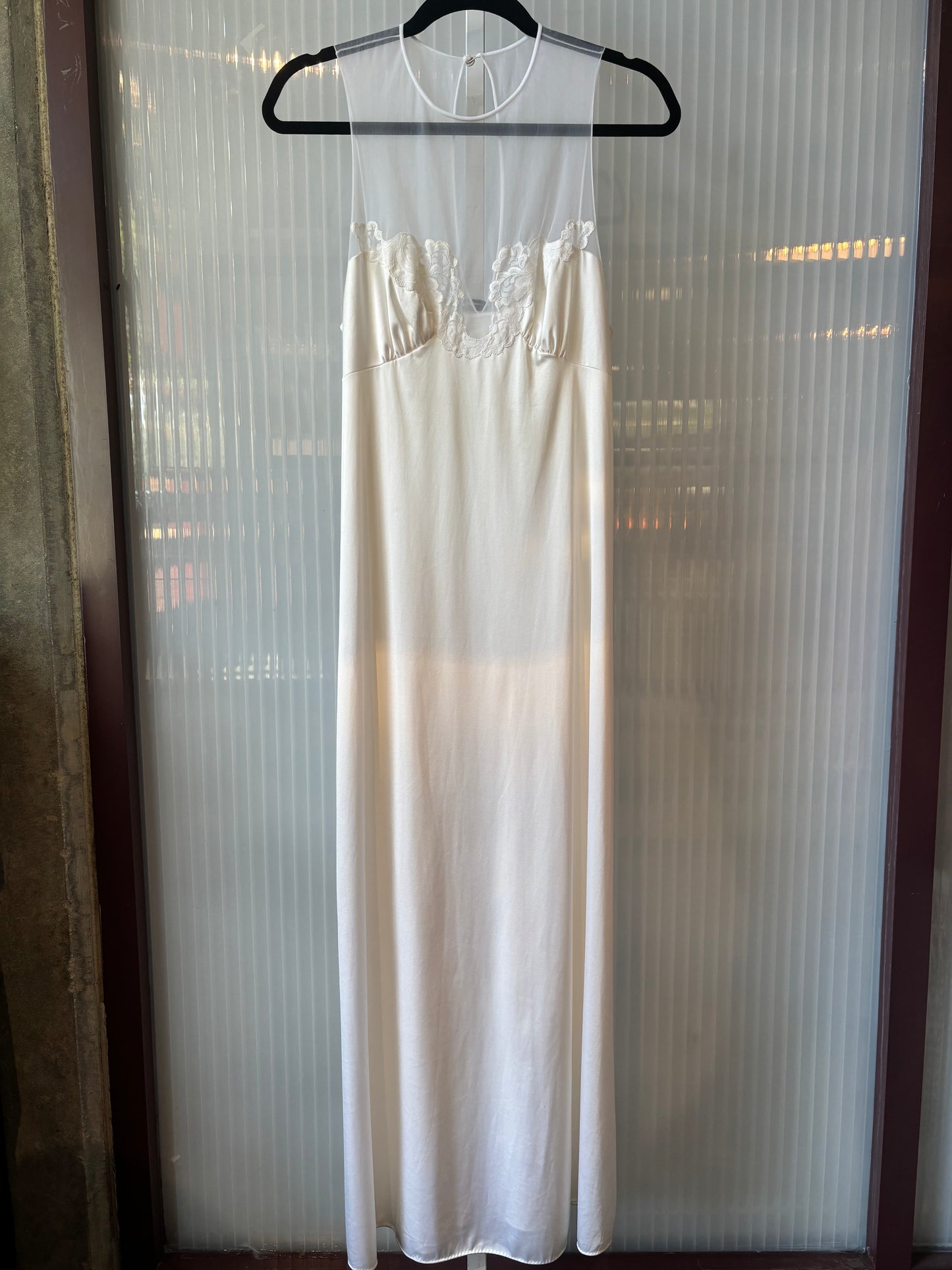 1980s Long White Nylon Nightgown