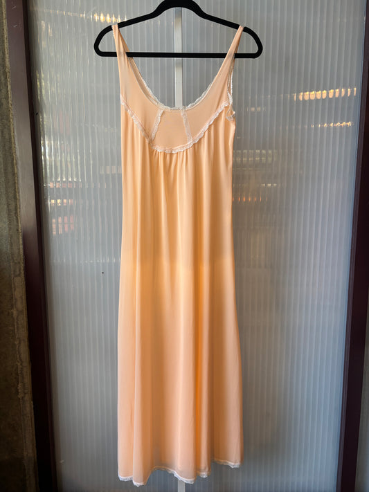 Long Pink Nightgown w/ Lace Trim