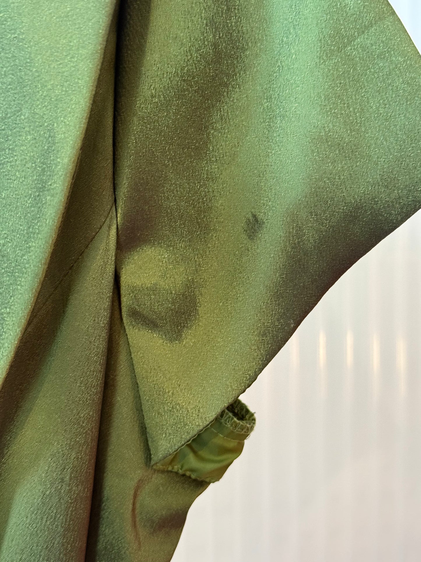 1990s Green Shiny Tie Shirtwaist Dress