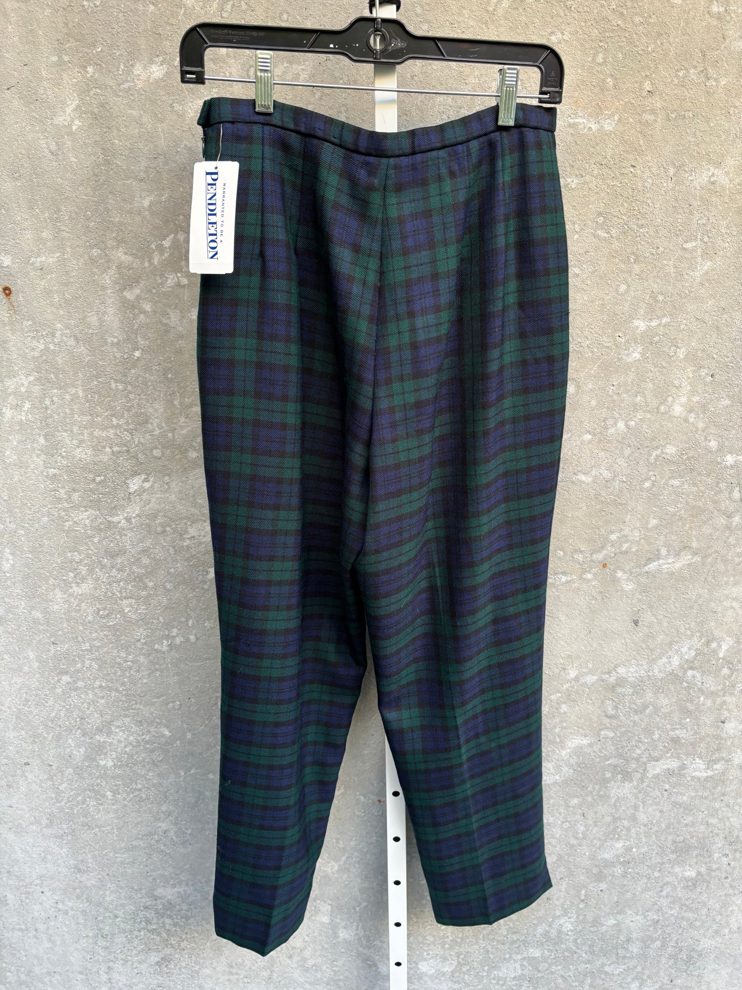Dead-stock 100% Wool Green & Blue Plaid Tartan Pants