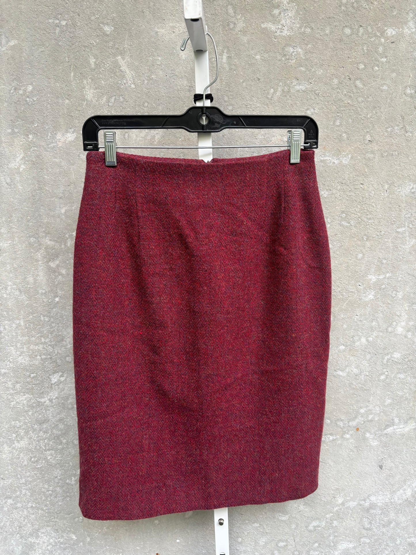 1990s 100% Wool Burgundy Pencil Skirt