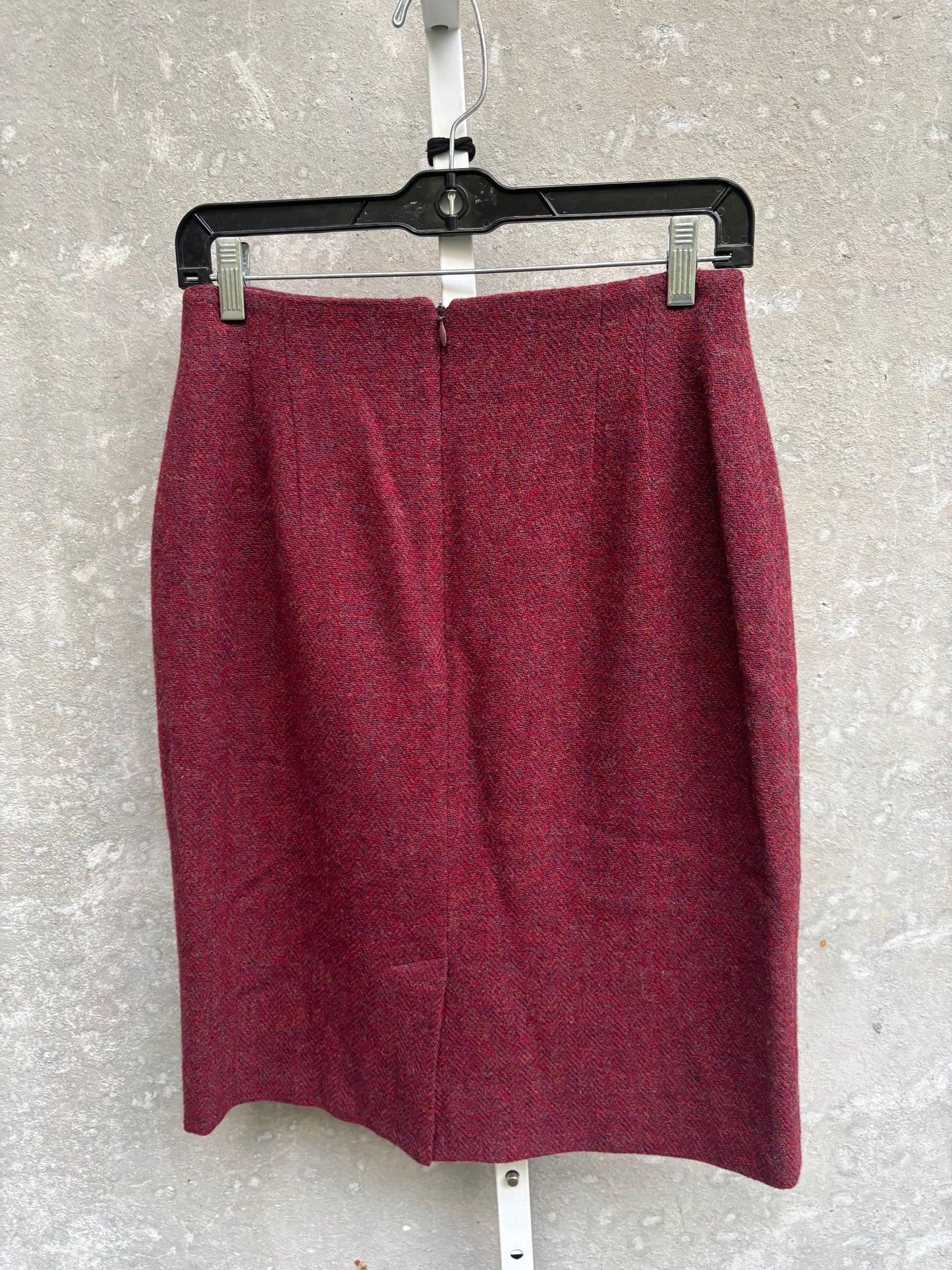 1990s 100% Wool Burgundy Pencil Skirt