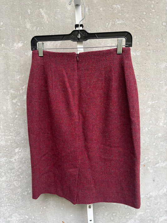 1990s 100% Wool Burgundy Pencil Skirt