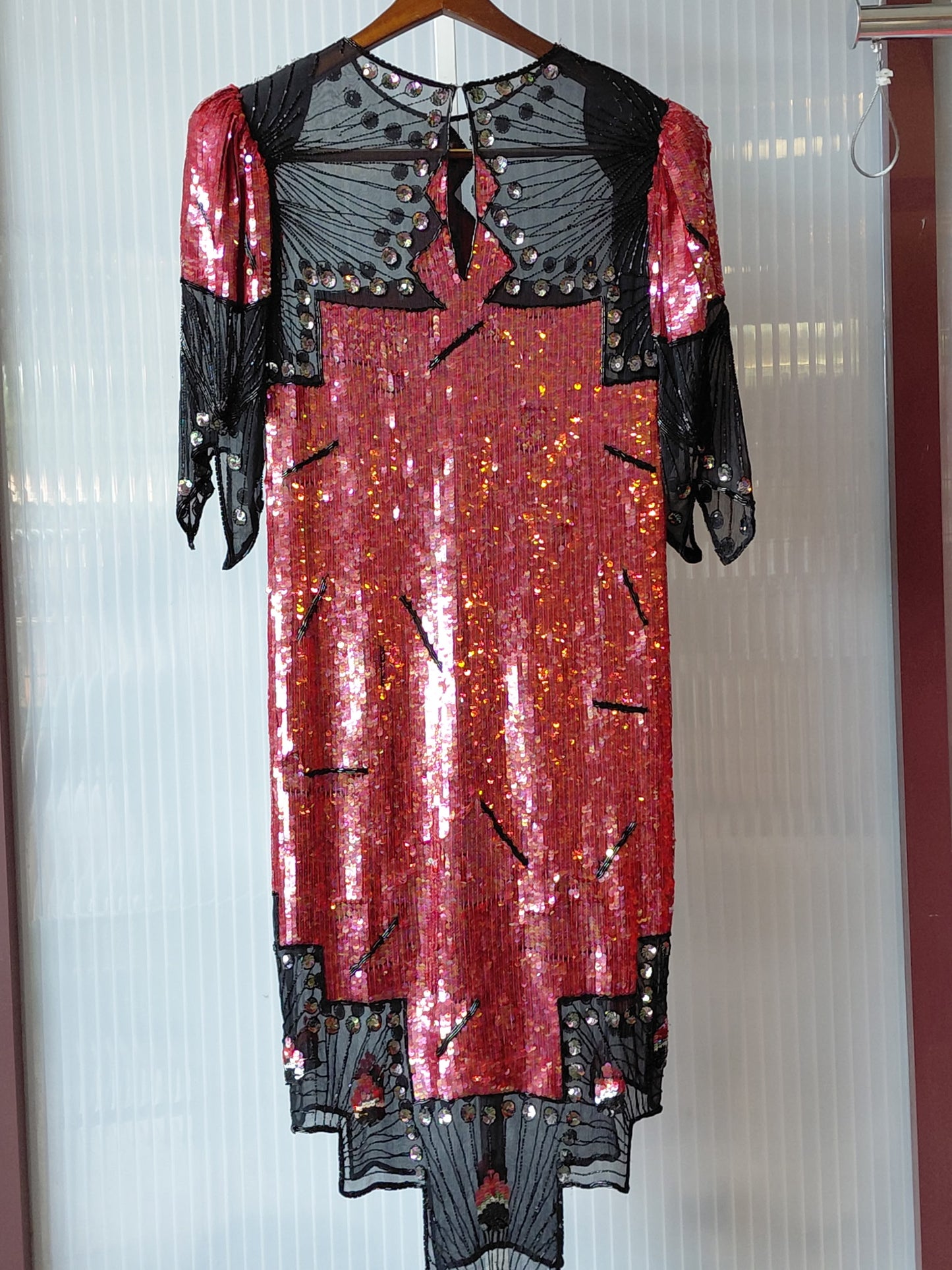 1980s does 1920s Sequin Art Deco Evening Gown