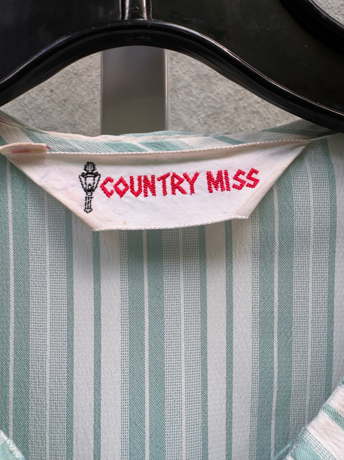 1950s Turquoise & White Stripe Button Up Day Dress