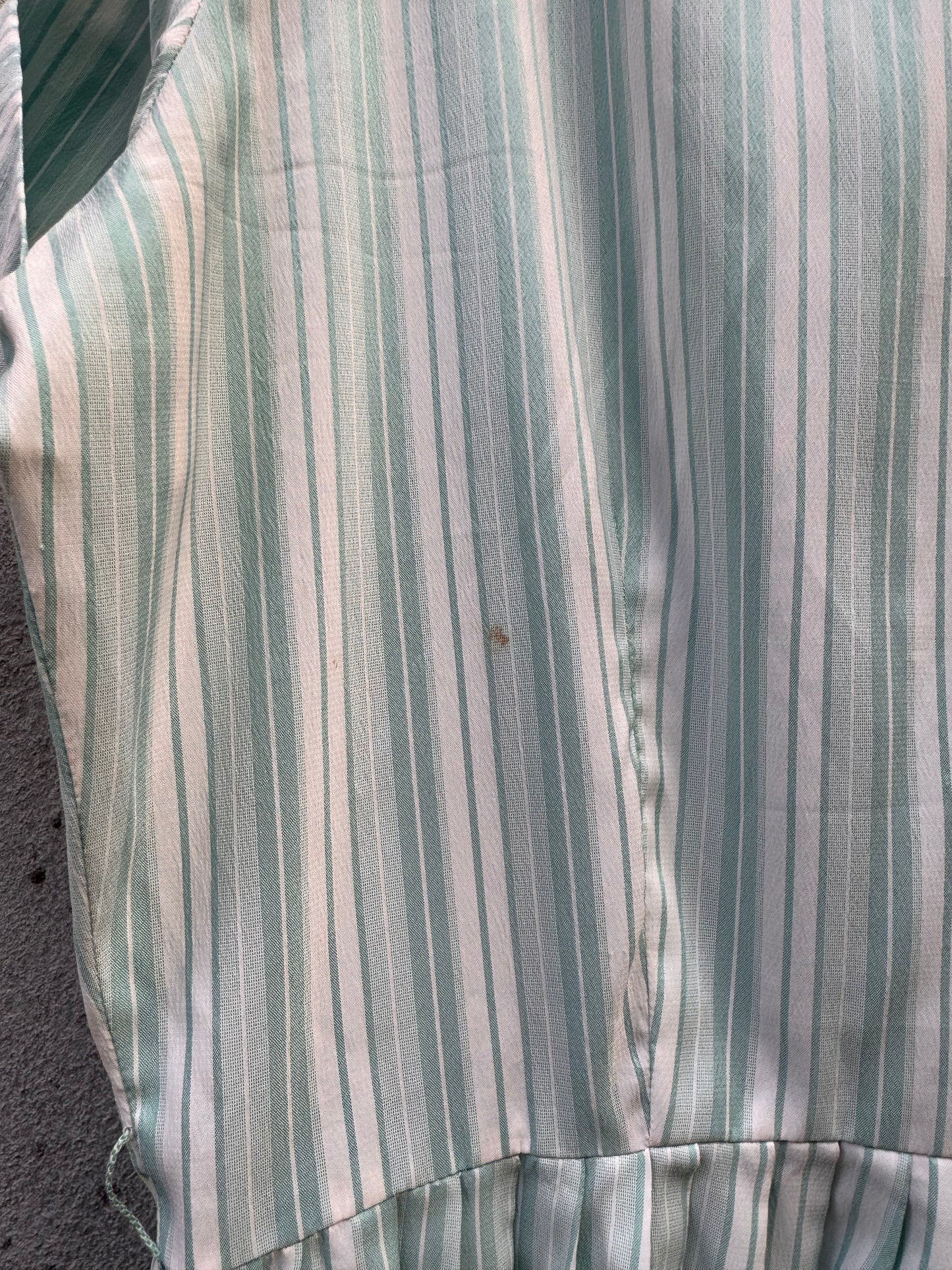 1950s Turquoise & White Stripe Button Up Day Dress