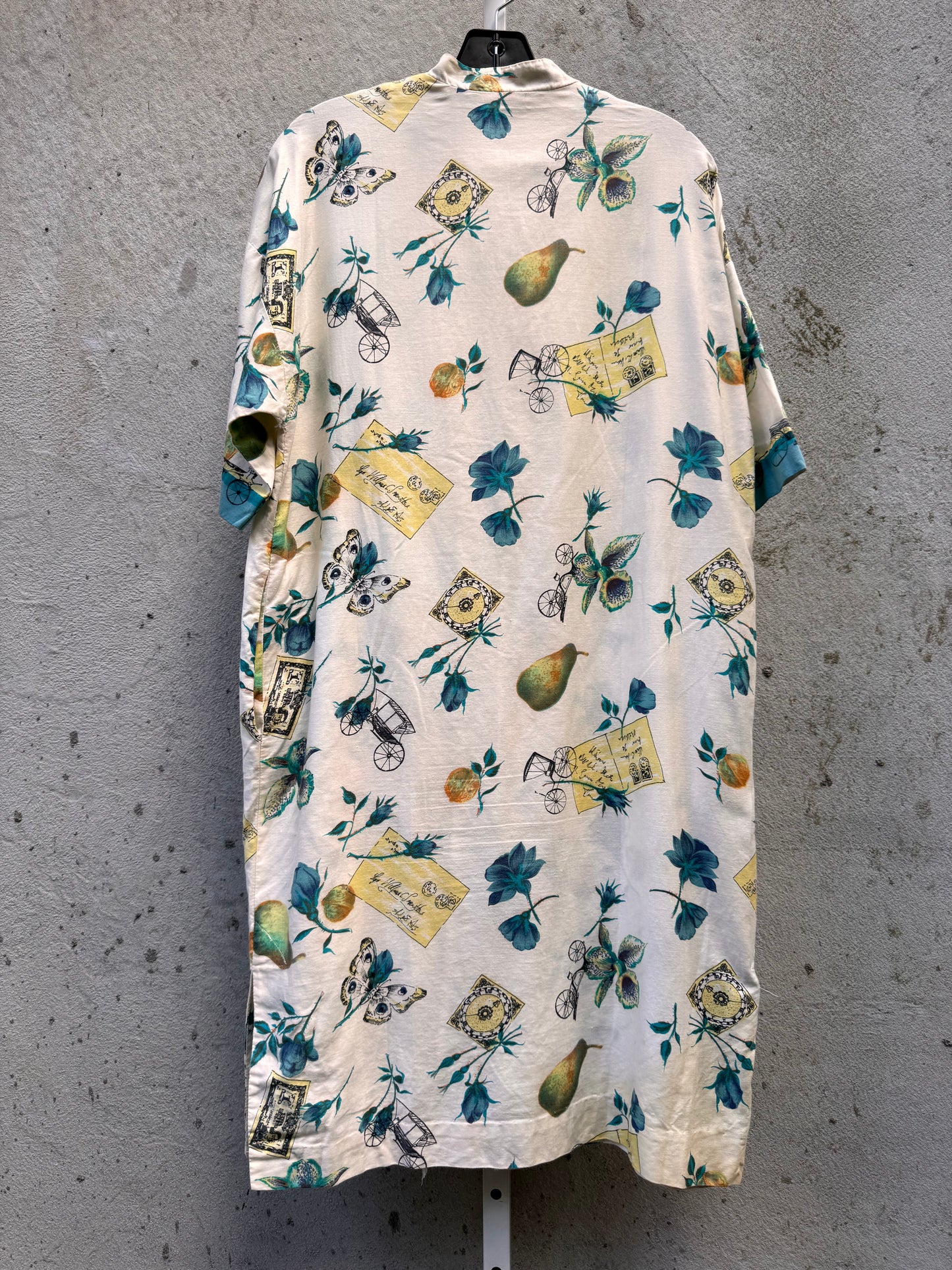 1970s Button Up Patterned Lounge Dress