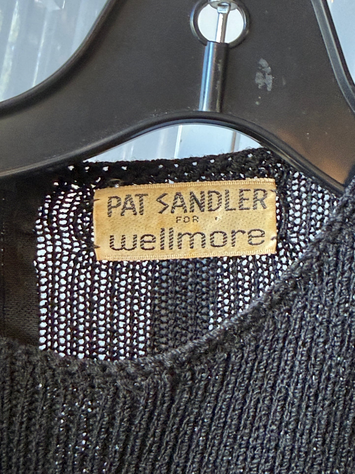 1980s Black Knit Dress with White Embellishments