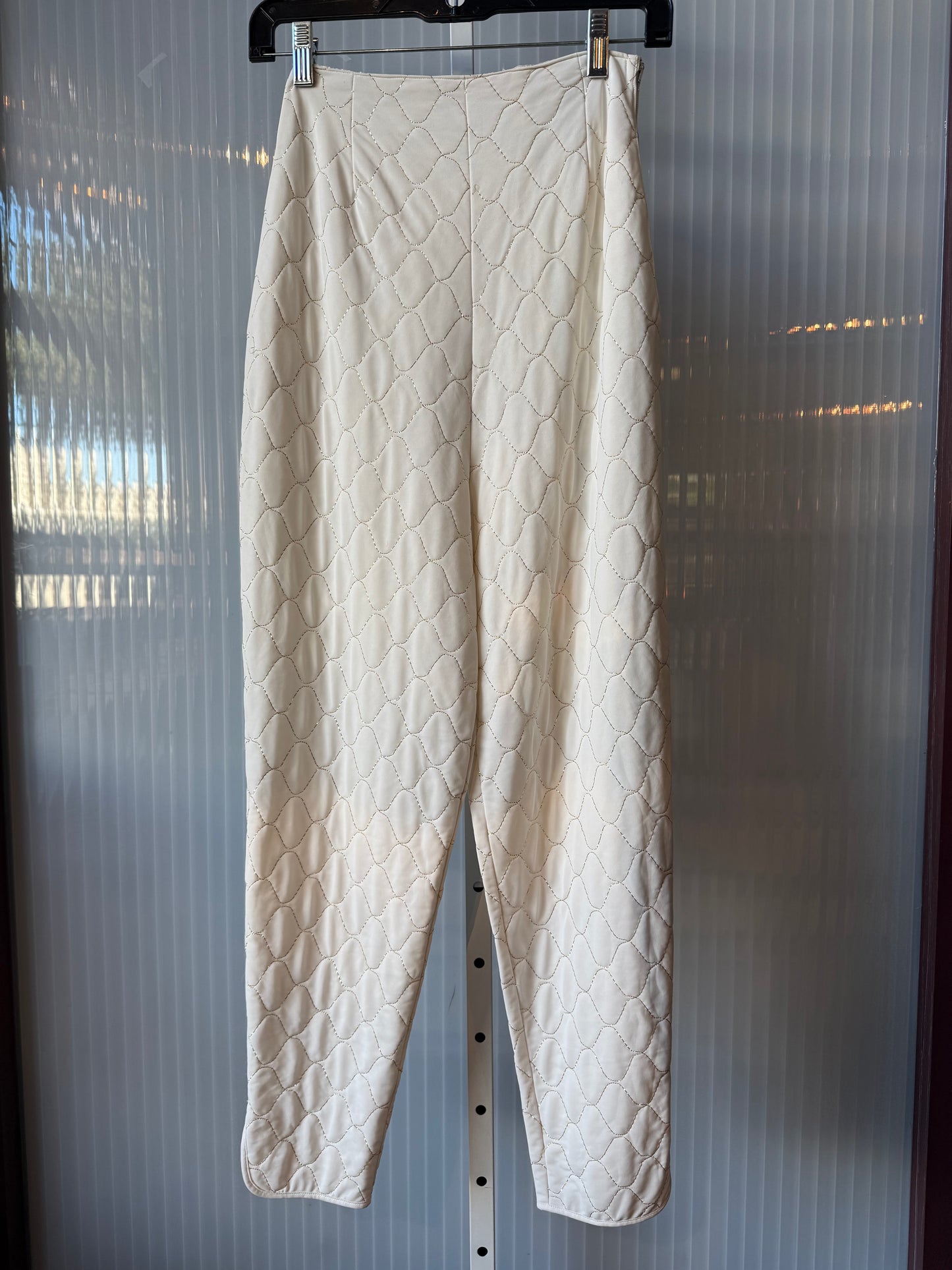 1980s White & Gold Quilted Pants