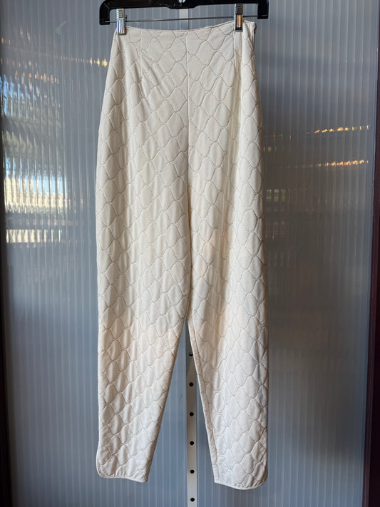 1980s White & Gold Quilted Pants