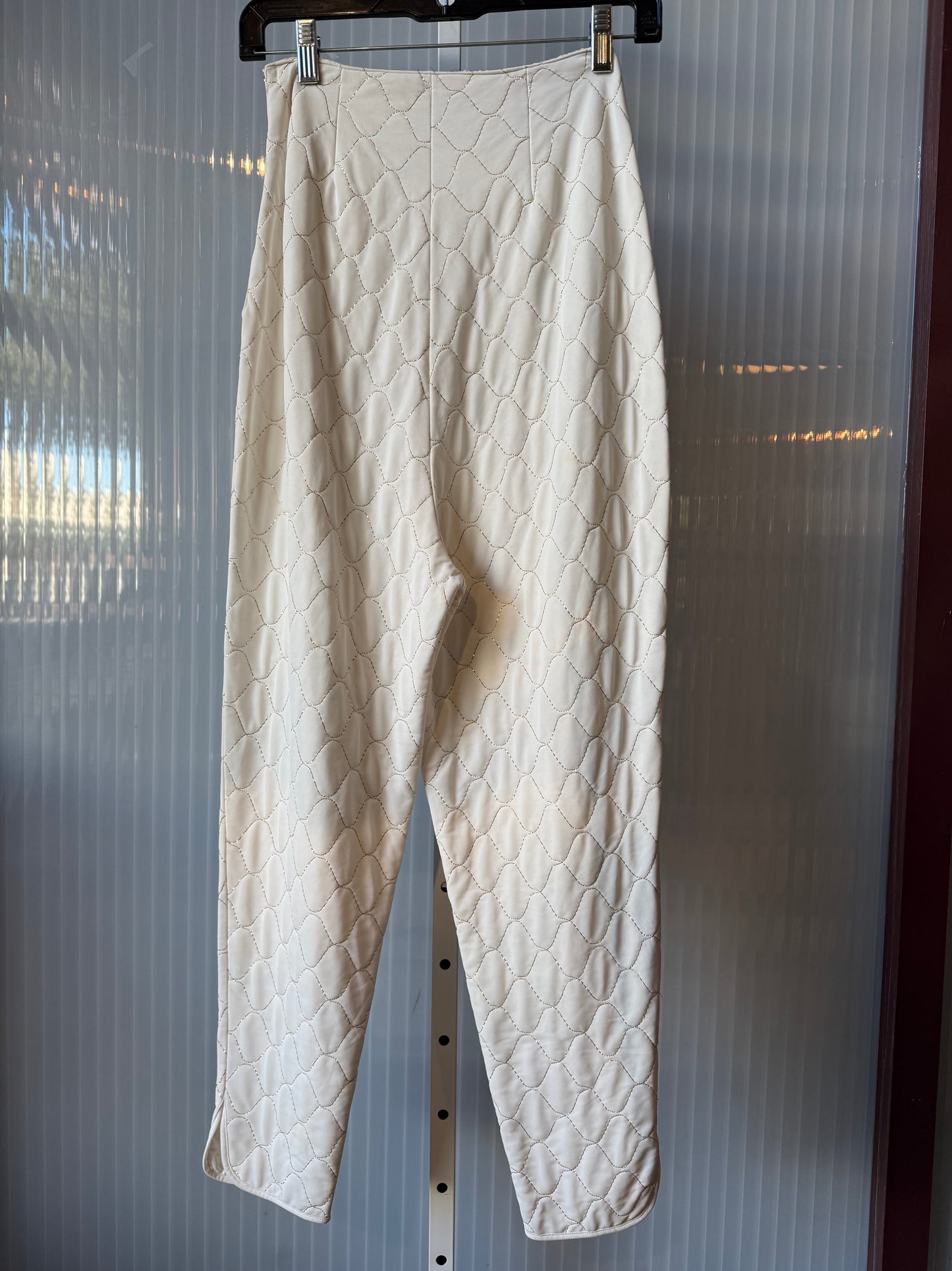 1980s White & Gold Quilted Pants